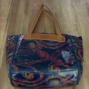 Fossil navy polka dot swirl and tan should strap